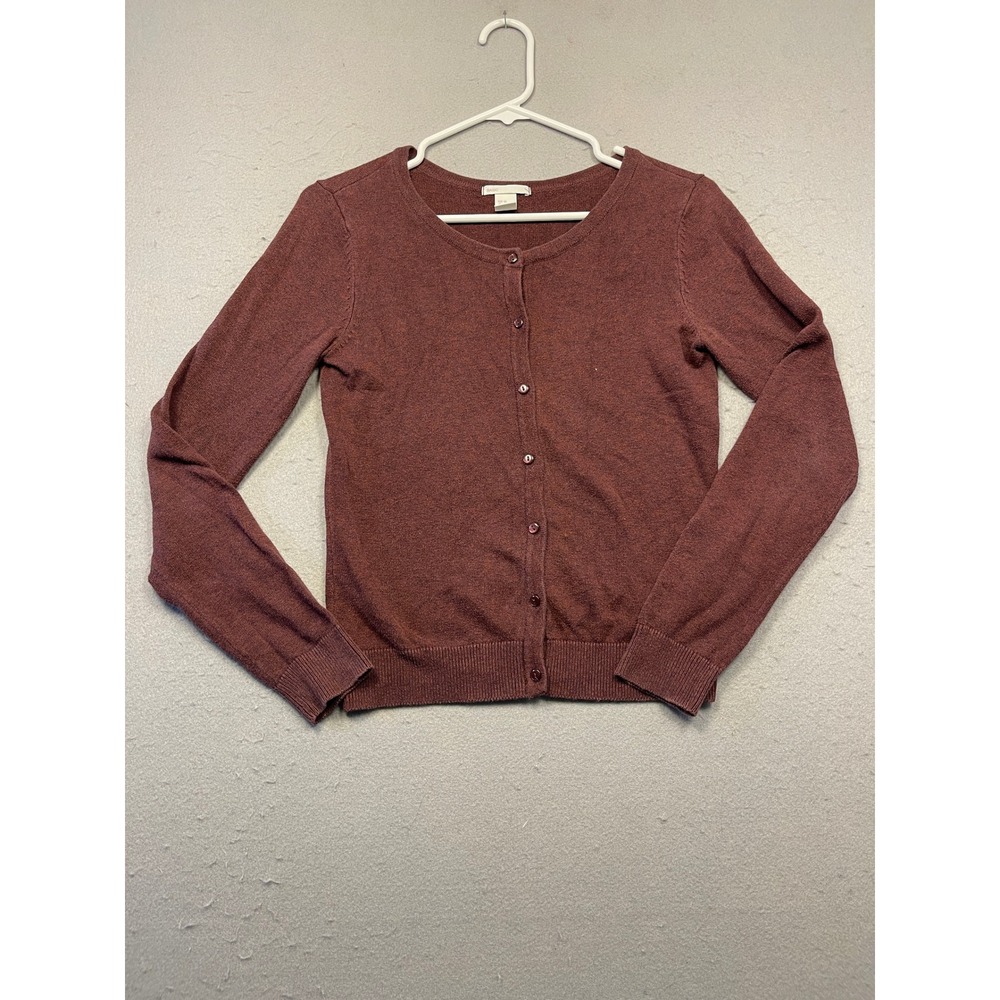 H&M Basic Cardigan Knit Burgundy XS Womens